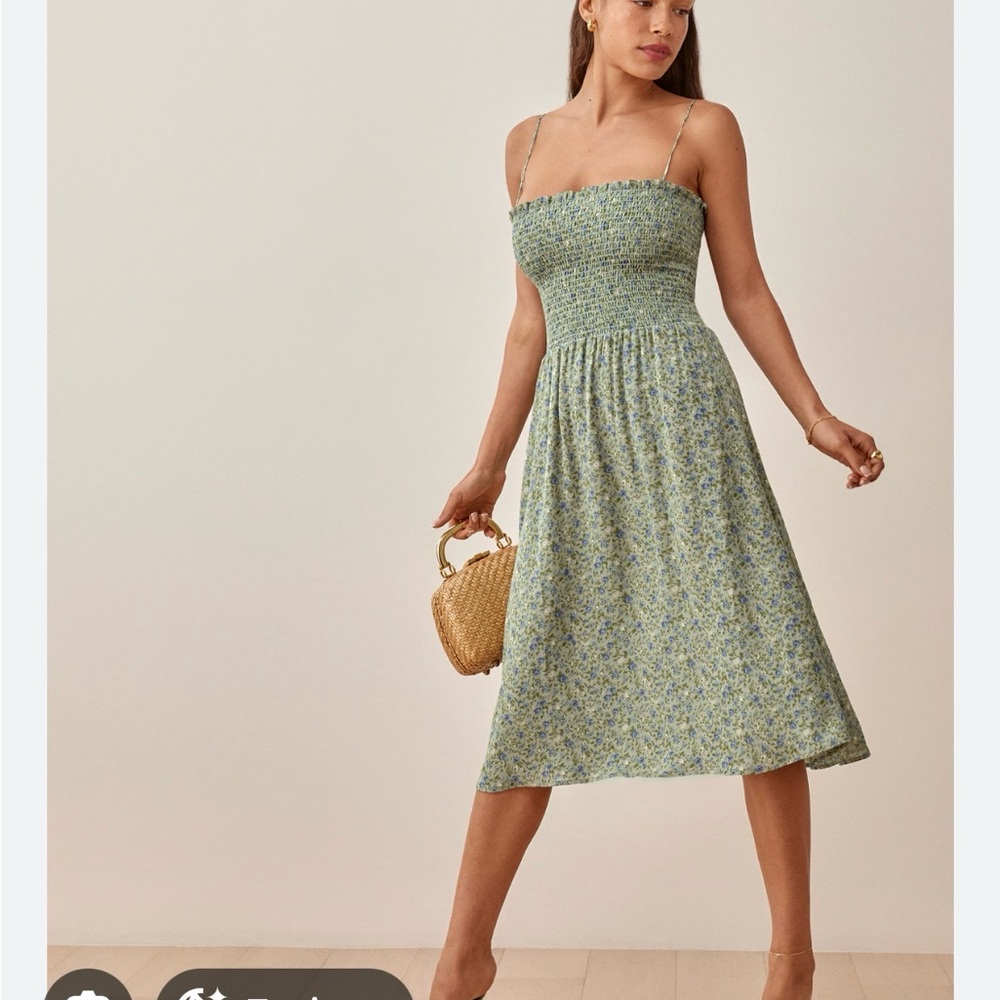 Reformation Sable Floral Smocked Midi Dress Small - Picture 8 of 8